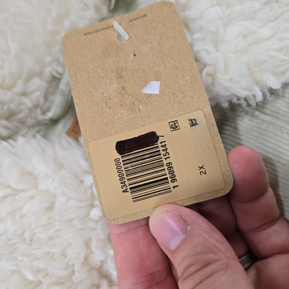 Levi’s Baby Baggy Crop Corduroy Sherpa Trucker Jacket Meadow Mist Green Size 2X - Picture 10 of 16